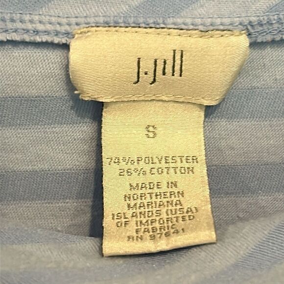 J Jill light blue striped recorder length sleeve top with side tie neck small - Picture 4 of 7
